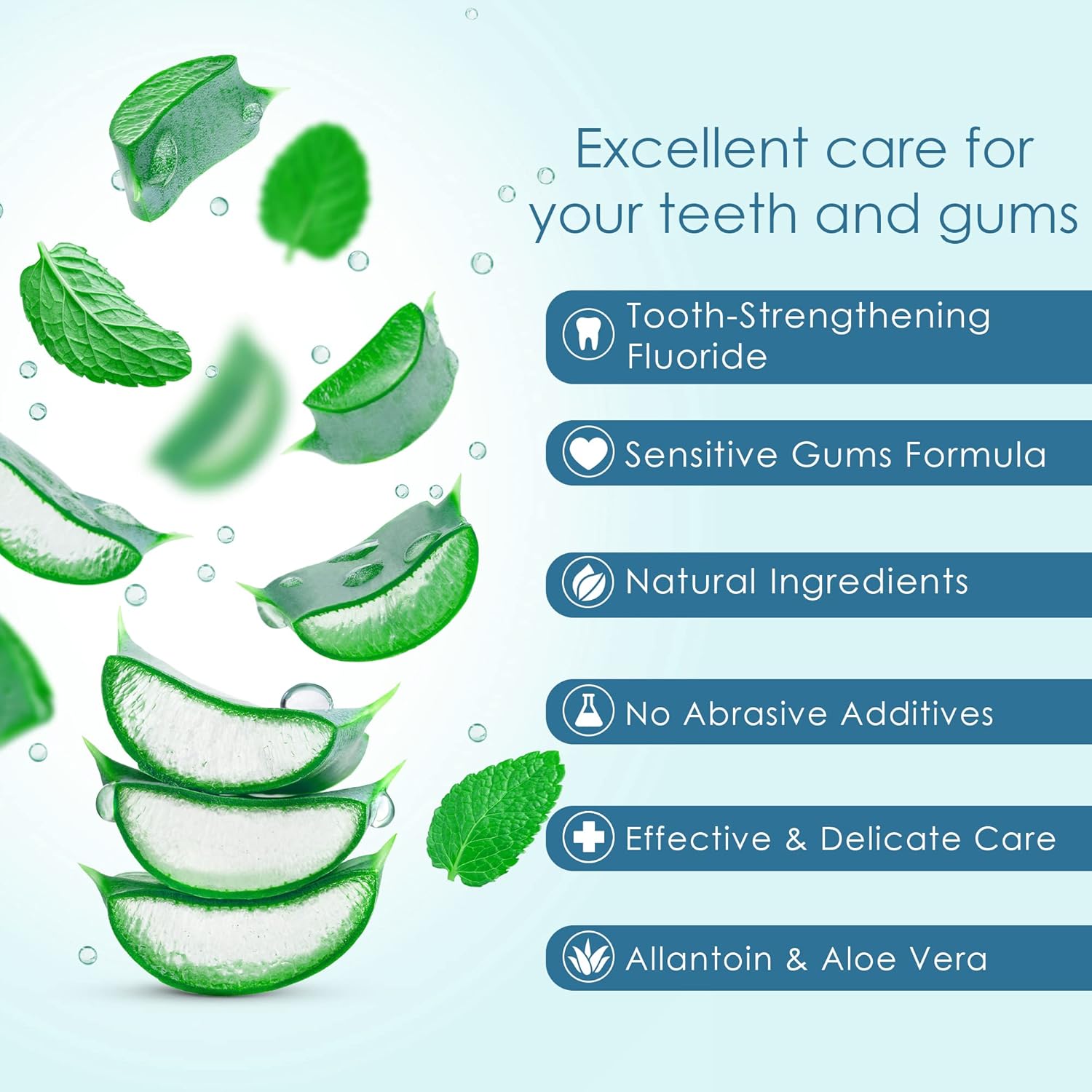 Naturally Soothing Toothpaste for Sensitive Teeth and Gum Care with Aloe Vera, Allantoin & Fresh Mint Flavor, Gentle & Natural, ADA Approved (5-oz, 6 Count)