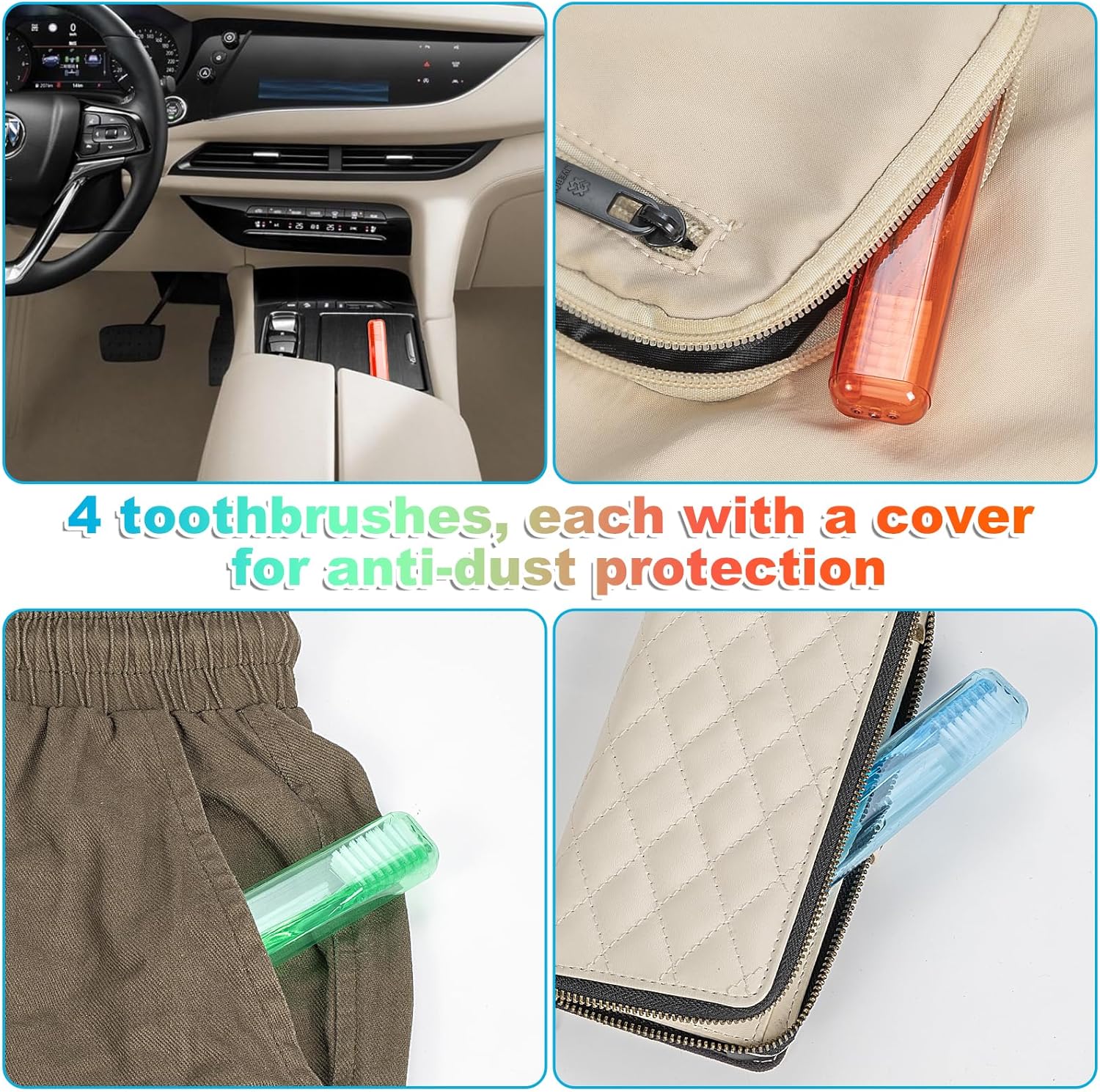 Travel Toothbrush - Folding Toothbrush, Transparent Foldable Handle, Soft Toothbrushes for Adults, Multicolor Pack of 5