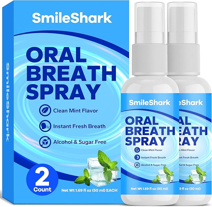 Fresh Breath Spray (2 Pack), Mouth Moisturizer for Dry Mouth, Long Lasting Mint Flavor, 1.69 oz Travel Size, Alcohol-Free & Sugar Free, Natural Ingredients for Bad Breath Instant Fresh