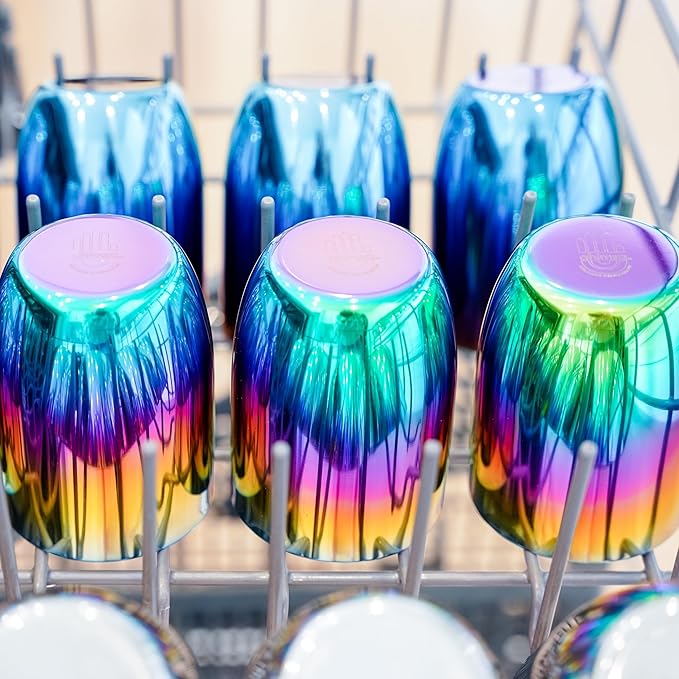 Ahimsa Stainless Steel Kids Cup, Pediatrician Designed, Colorful Toddler Cups for Open Cup Training, 8oz, 100% BPA Free & Dishwasher Safe, Single Rainbow