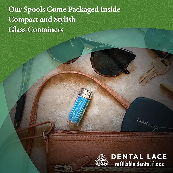 Refills - Dental Lace Refillable Silk Dental Floss - 100% Silk Floss with Mint Flavor, PFAS & PTFE Free - 2 Refill Spools (66 Yards) - Recyclable Packaging (Pack of 2)