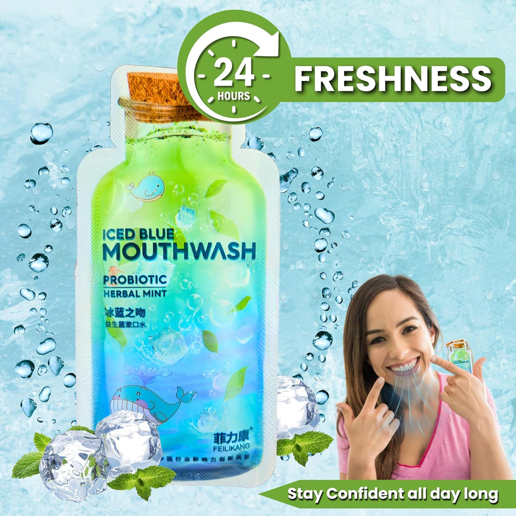 Skywin Travel Size Mouthwash - Mini Mint Flavored Packets for Adults, Prevents Cavities, Individual Packets (14 Pcs in 1 Pack)