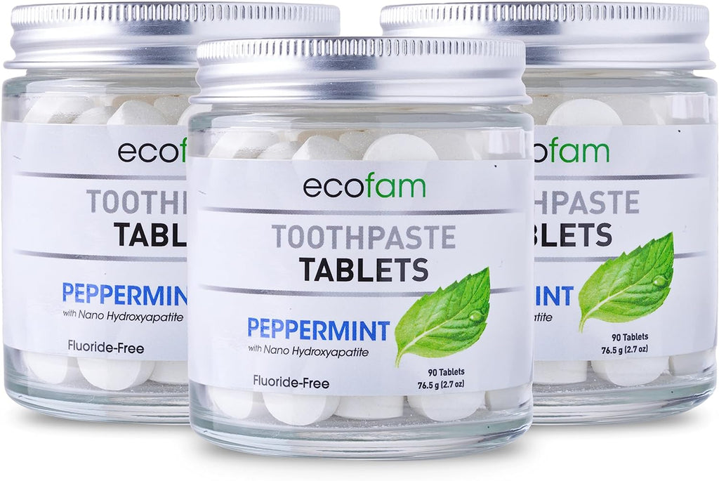 Toothpaste Tablets – Peppermint | Nano Hydroxyapatite Toothpaste Tablets Chewable | Fluoride Free l 90 Tabs