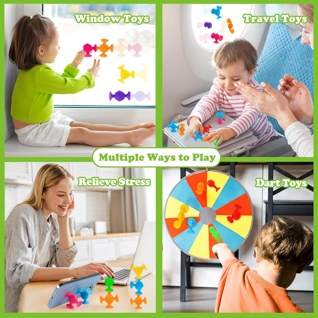Toddler Textured Suction Cup Toys, 40 PCS Kids Bath Toys Ages 4-8, Sensory Sucker Toy for Baby Age 3, Travel Window Shower Bathtub Toy, Montessori Stress Release Ideal Gifts for Boys Girls