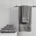 Madison Park Organic 100% Cotton Bathroom Towel Set, Hotel & Spa Quality Highly Absorbent, Quick Dry, Include for Shower, Handwash & Facial Washcloth, Multi-Sizes, Charcoal