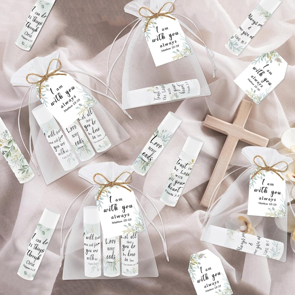 50 Pcs Bible Verse Lip Balm Bulk Christian Gifts for Women Faith Religious Inspirational Party Favors Catholic Group Thanksgiving, Christmas Gifts Moisturizing Lip Care for Friend Teacher Worker