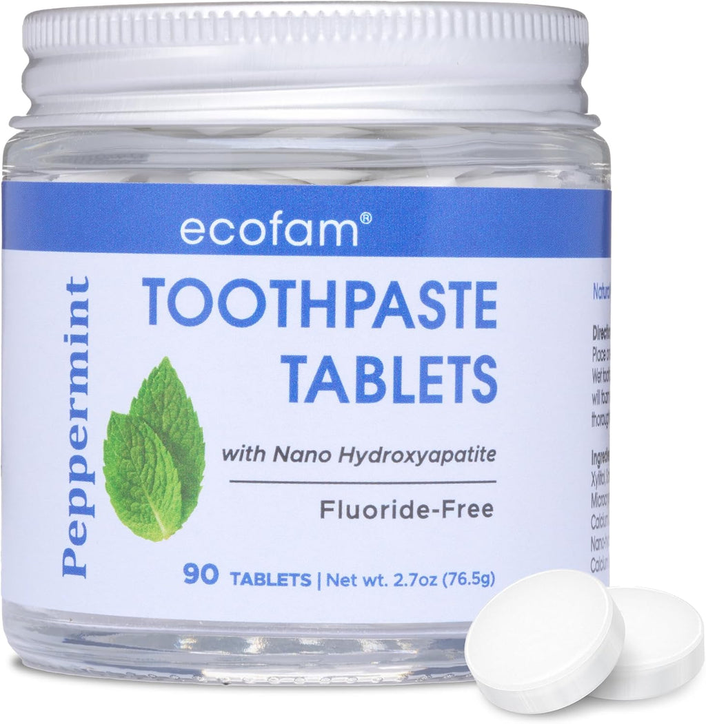 Toothpaste Tablets – Peppermint | Nano Hydroxyapatite Toothpaste Tablets Chewable | Fluoride Free l 90 Tabs