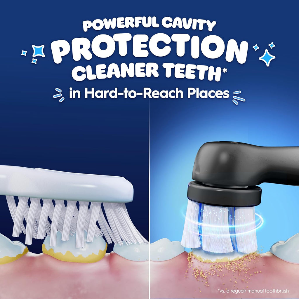 Oral-B iO Kids Limited Rechargeable Electric Powered Toothbrush, Spiderman with 1 Gentle Care Brush Head - Automatic Pressure Sensor to Protect Gums - 3 Cleaning Settings - 2 Min Music Timer