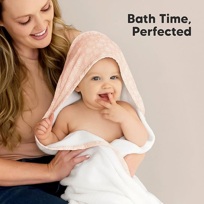 KeaBabies Hooded Baby Towel for Newborn - Viscose Derived from Bamboo Large Baby Bath Towels with Hood for Boys, Girls, Toddler, Extra Absorbent & Soft Newborn Bath Essentials (Crystal, Regular)