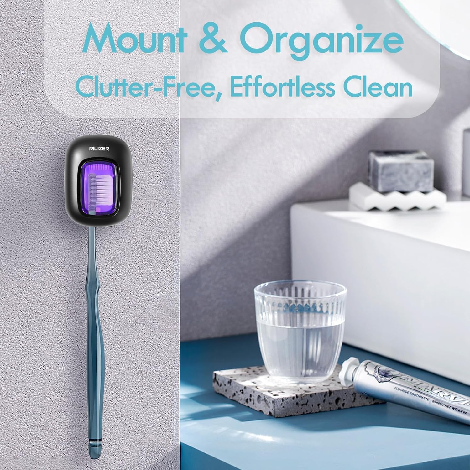 UV Toothbrush Sanitizer Cover, Rechargeable Travel Cap with Magnetic Wall Mount, Portable Cleaner for Any Size Toothbrush