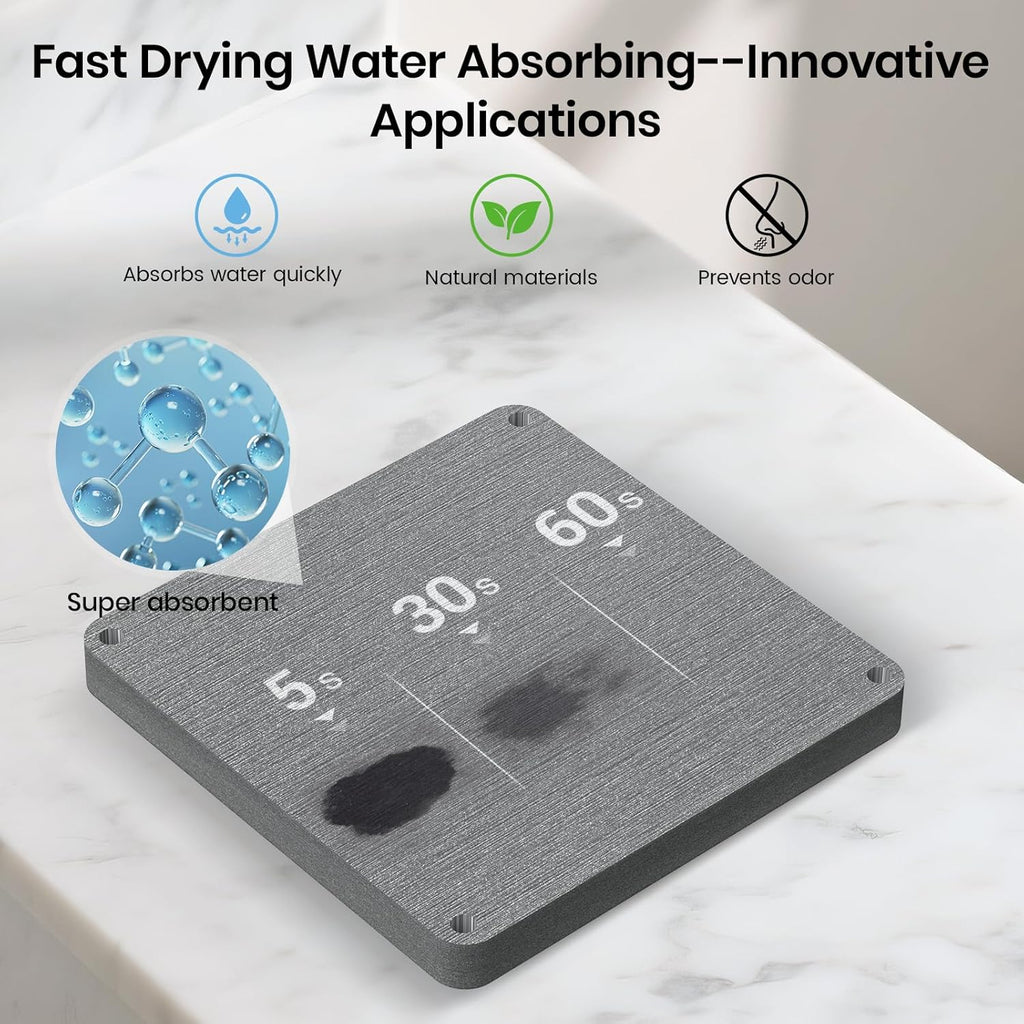 Toothbrush Holders with Quick Drying Mat—Black Toothbrush and Toothpaste Holder for Bathroom—3 Slots Openwork Design Bathroom Counter Organizer for Electric Toothbrush, Bathroom Accessories Organizer