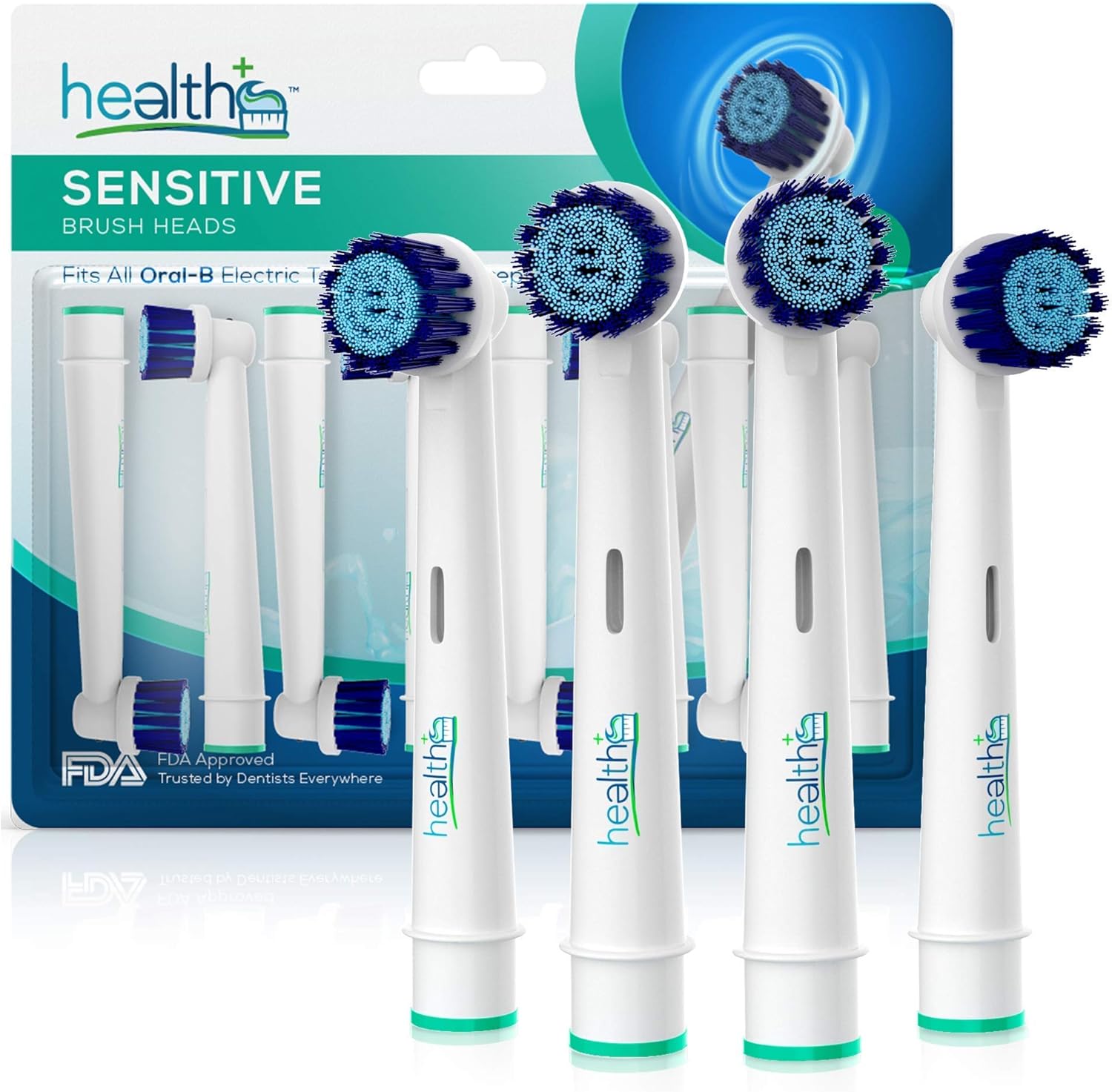 Compatible with Oral-B Electric Toothbrush Sensitive Replacement Head Generic - 8-Pack | Gentle-Action Tooth Brush Heads with Dupont Bristles | Sensitive Gums & Teeth & Gentle Whitening Action | Braun