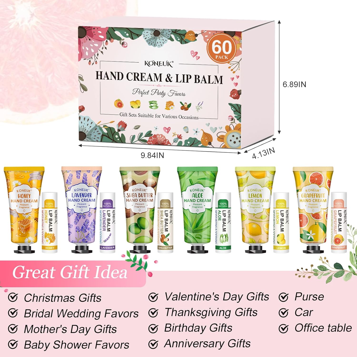 60 Pack Hand Cream Bulk and Lip Balm Bulk Sets, Stocking Stuffers for Women, Christmas Gifts and Bridal Shower Gifts for Guests, Employee Appreciation Gifts, Mom Gifts, Birthday Gifts and Small Gifts