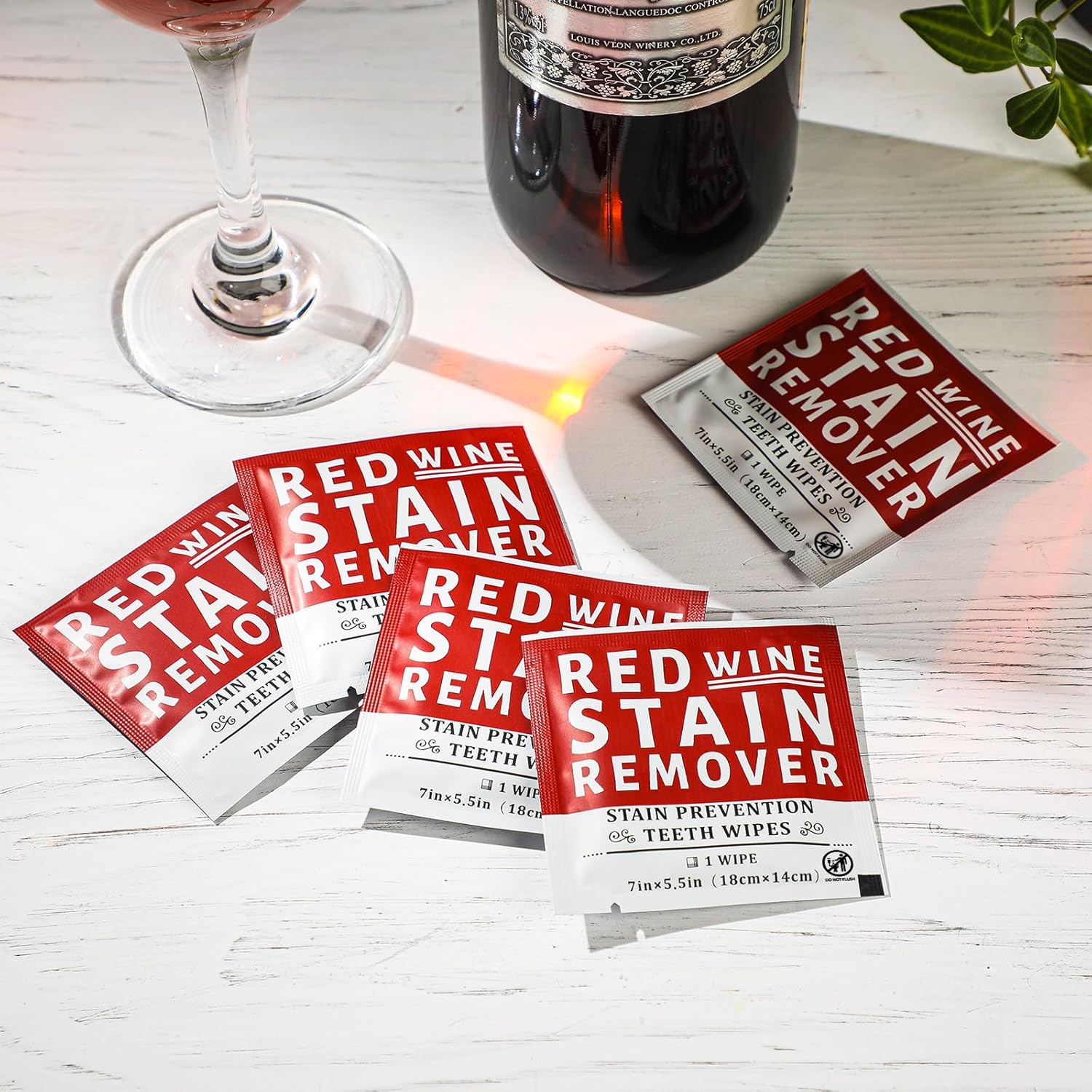 Loopeer 200 Pack Red Wine Stain Remover Wipes for Teeth and Lips Wine Prevention Teeth Wipes