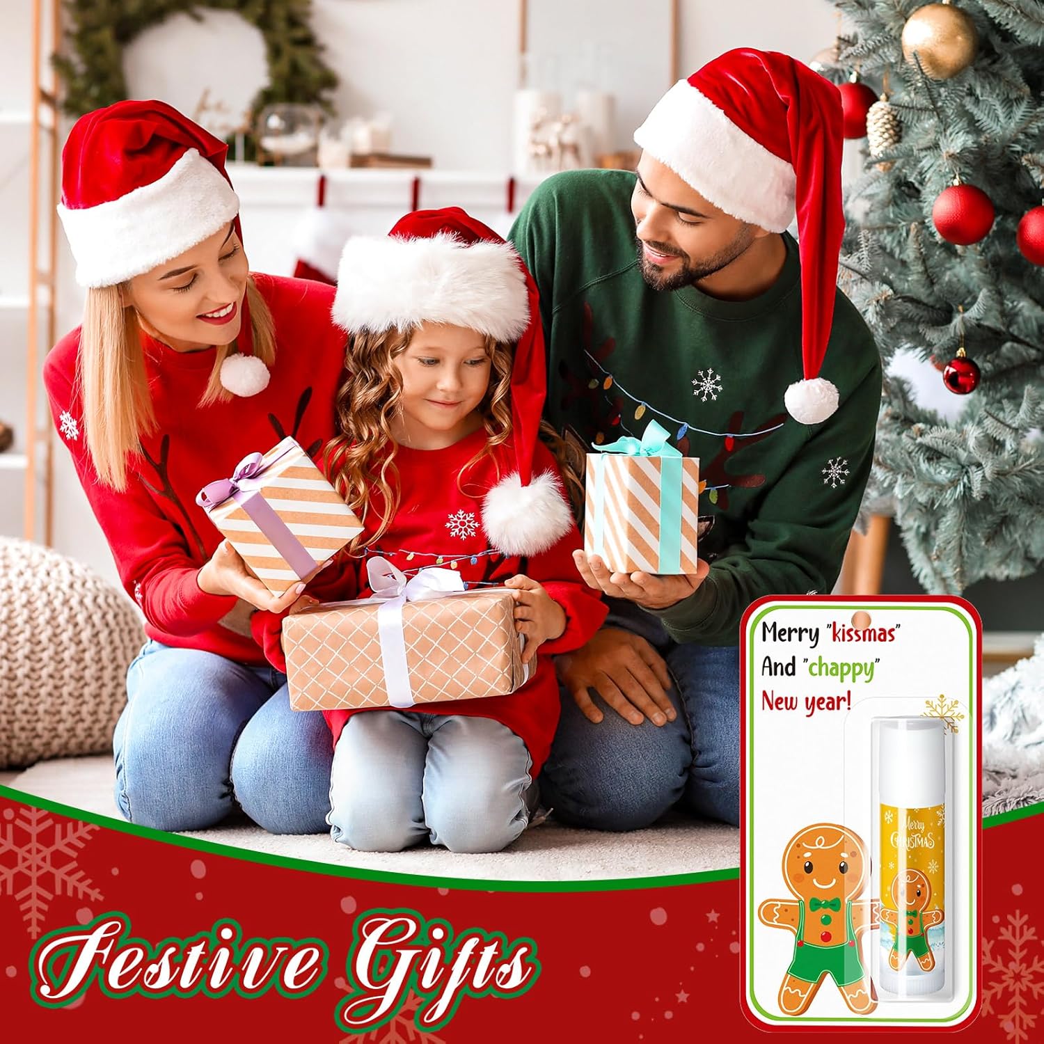 30 Pack Christmas Lip Balms Bulk Christmas Party Gifts Favors Stocking Stuffers Holiday Lip Balms Employee Staff Team Appreciation Gifts Thank You for Teacher Coworkers (Cute)