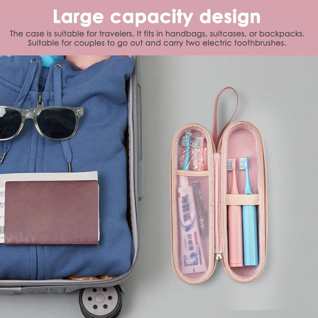 Electric Toothbrush Case, Carrier Bag for Travelling, Portable Toothbrush Carrying Case Holder Compatible with AquaSonic, Sumkyle, Oral-B iO Series, Philips Sonicare. (Pink)