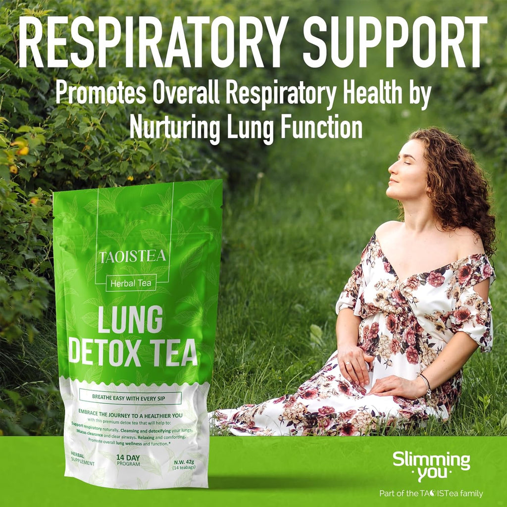 Lung Detox Tea - Mullein Tea Bags for Lungs Cleanse and Respiratory Health with Mullein Leaf, Lungwort, Eucalyptus, Thyme, Liquorice, Spearmint - 14 Tea Bags Natrual Herbal Tea, Caffeine Free