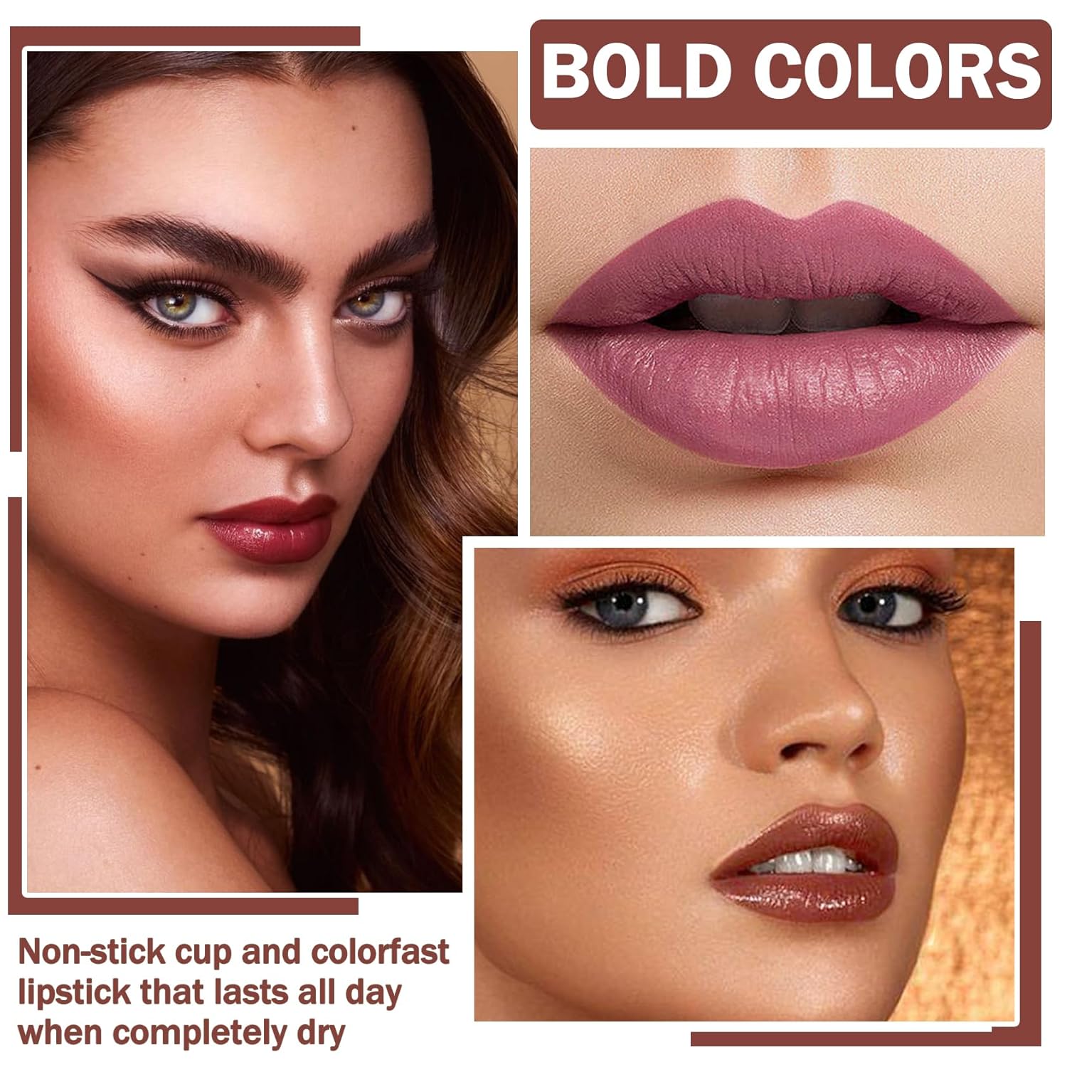 3 in 1 Lip Liner and Lipstick Combo Lip Gloss Kit for Women Moisturizing Velvet Lip Kit Long-lasting Smudge Proof Daily Professional Lip Makeup (01# Sole Memory)