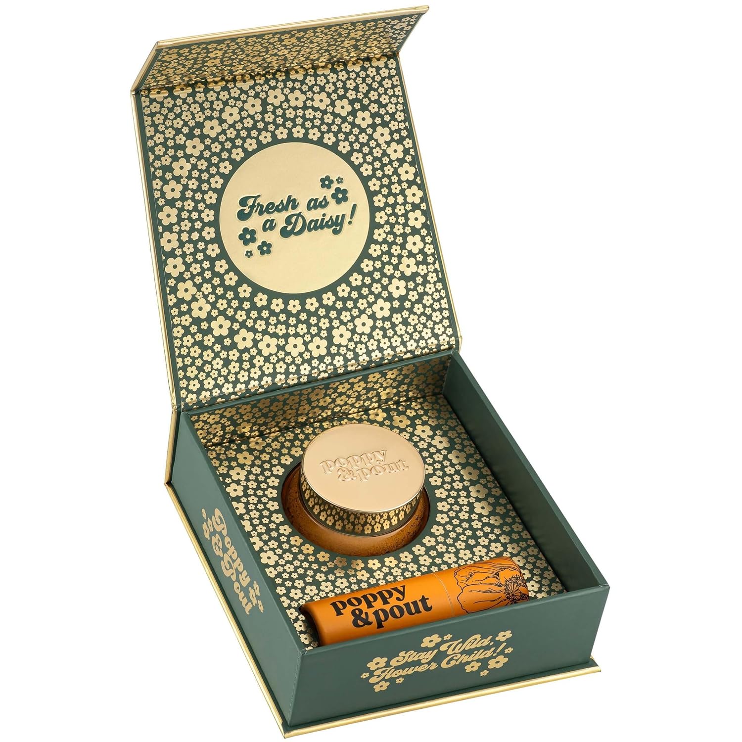 Poppy & Pout Lip Care Set | Lip Balm & Scrub | Sustainable Cardboard Tubes & Glass Jars, All Natural, Beeswax, Coconut Oil, Cruelty Free, Exfoliating & Moisturizing Lip Treatment (Wild Honey)