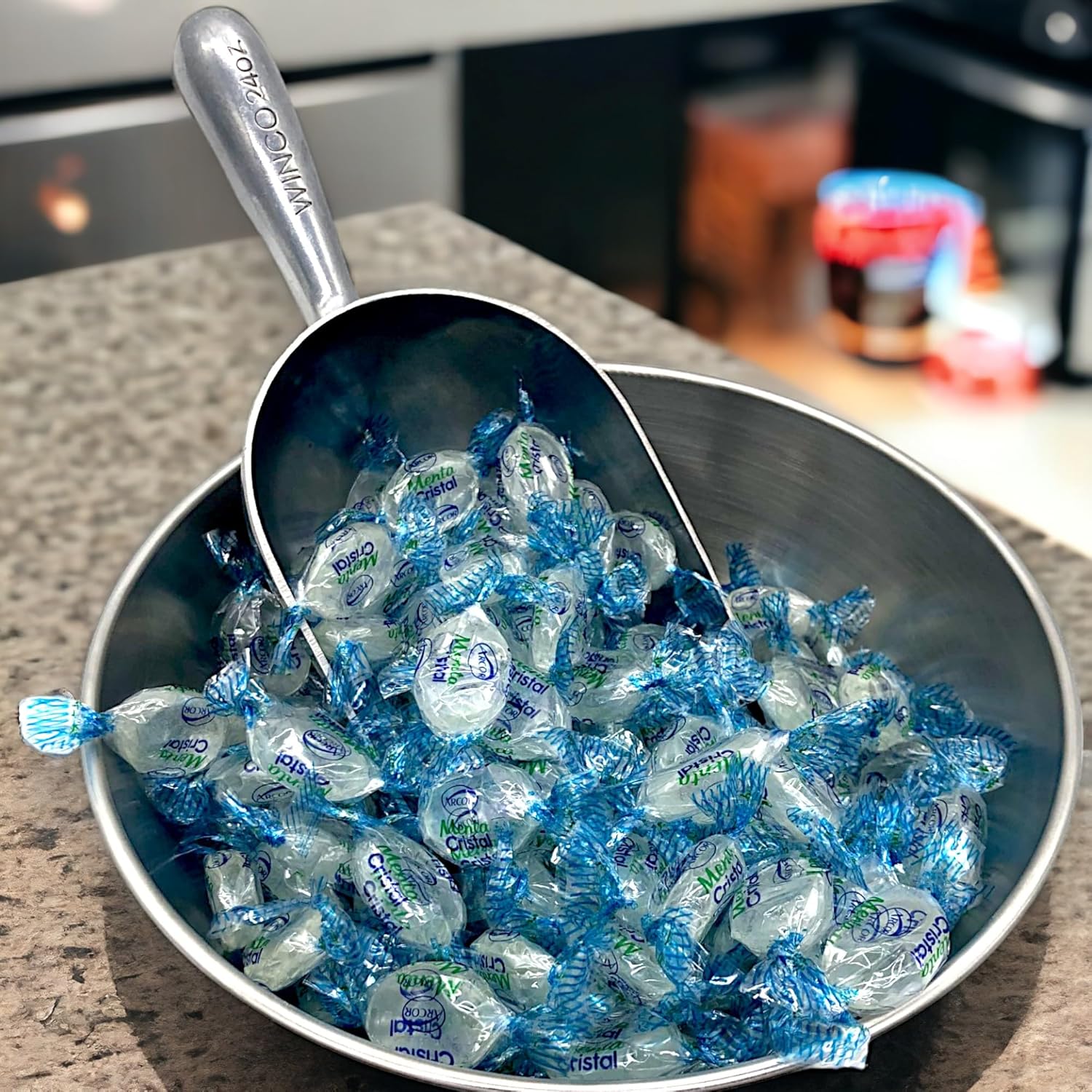 Crystal Mint Candies-1.5 lbs-Individually Wrapped Gourmet Blue Tint Hard Candy Mints for a Cool Refreshing Taste-Perfect After Dinner Mint(24 oz)