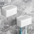 2 Pack Toothbrush Holder Wall Mounted with Cover for Bathroom, 2 Slots Toothbrush Storage Organizer for Shower, Self Adhesive Toothbrush Hanger Rack for Dorm, Cabinet (White)