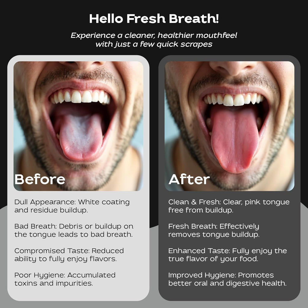 Justnatur 100% Pure Stainless Steel | Ultimate Tongue Cleaner for Fresher Breath | Reusable Metal Tongue Scraper for Adults & Kids | Extra Durable Tongue Cleaning Tool (30g Pack of 2)