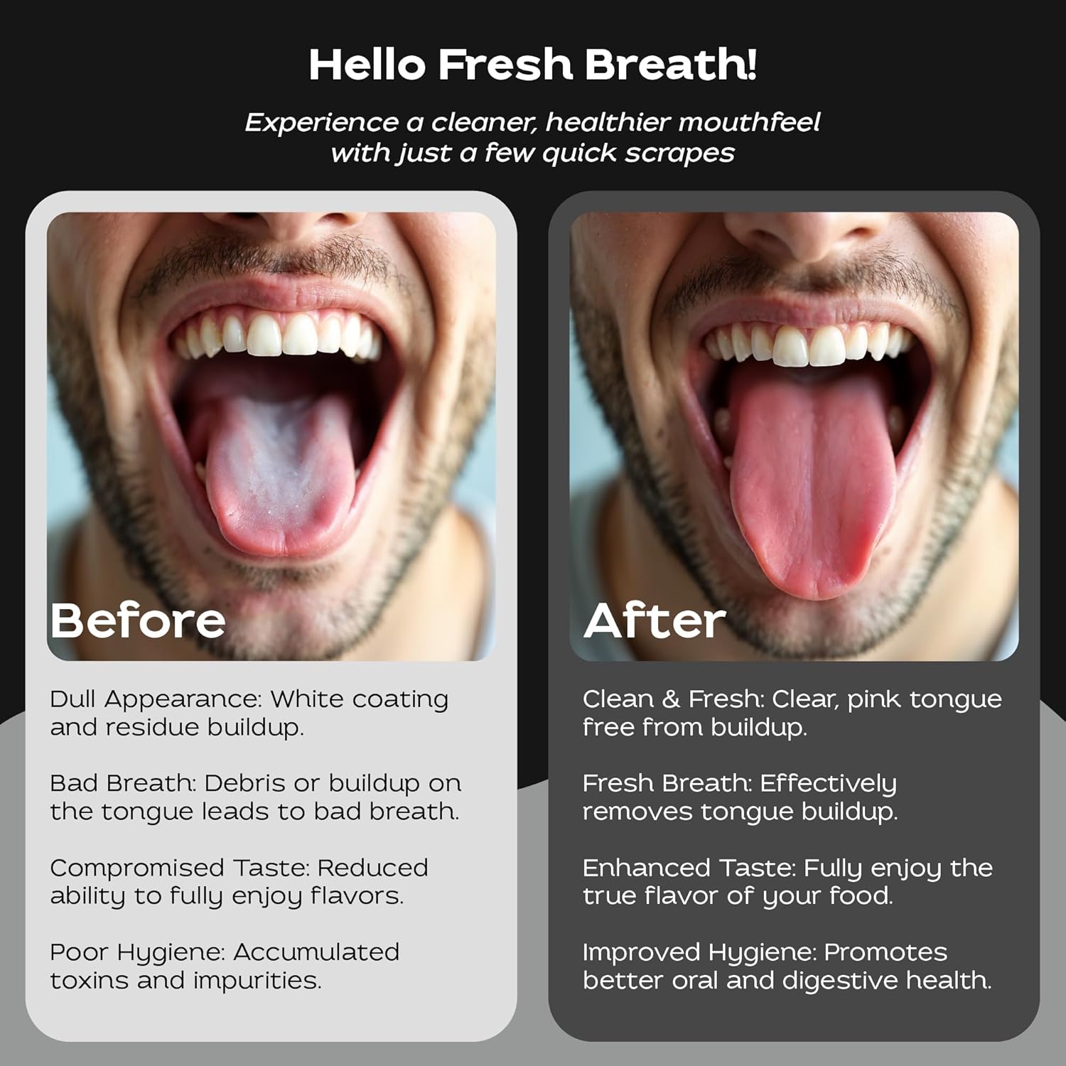 Justnatur 100% Pure Stainless Steel | Ultimate Tongue Cleaner for Fresher Breath | Reusable Metal Tongue Scraper for Adults & Kids | Extra Durable Tongue Cleaning Tool (30g Pack of 2)