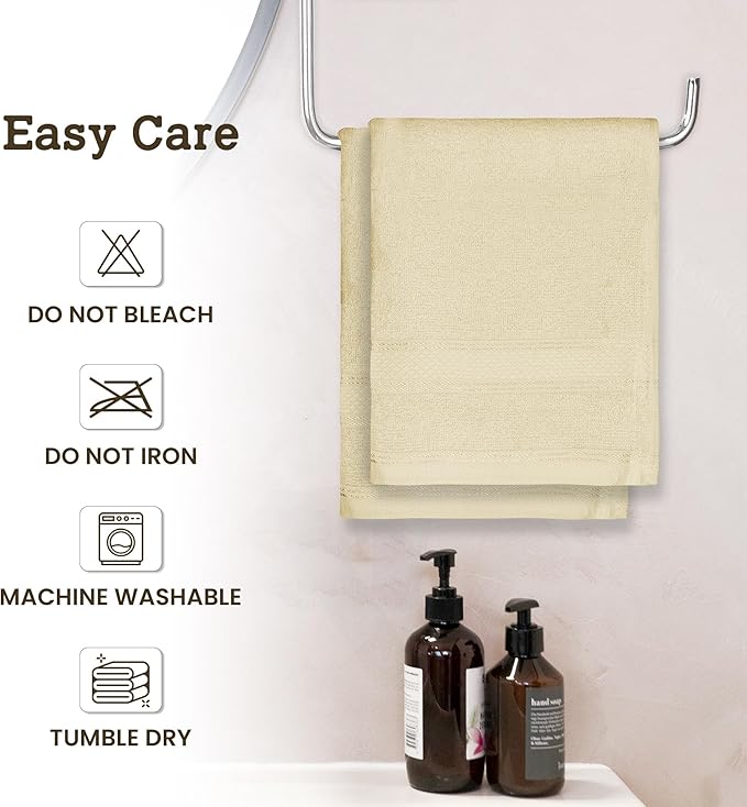 Casa Lino 100% Cotton Hand Towels for Bathroom - Soft, Highly Absorbent & Quick Dry Kitchen Towels - Gym Towel Set - Travel Towel Set - 24" x 16" - Pack of 4 - (Linen Brown)
