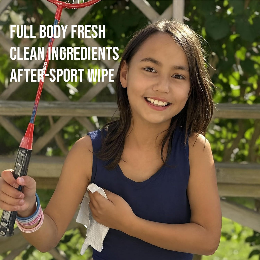 Quitch After-Sport Wipe Unscented Shower-Free Body Wipe for Kids & Baby, No Rinse, Underarm Aluminum-Free Natural Deodorant, Non-Toxic Sensitive Skin Towelettes, Travel-Friendly Camping Essential