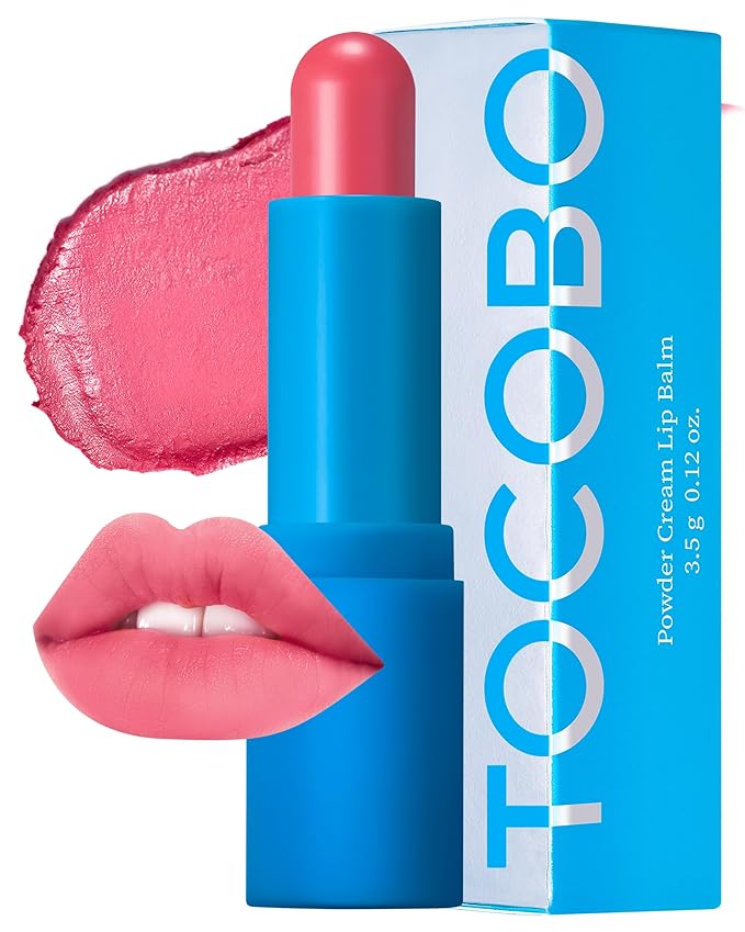 TOCOBO Powder Cream Lip Balm – Vegan Korean Soft Matte Lipstick Balm for Velvet Finish - Moisturizing & Blurring Effect – Lightweight Powdery Texture, Rose Petal, 0.12oz.