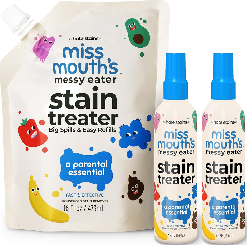 Miss Mouth's Messy Eater Stain Treater - 2 Pack Stain Remover Spray and 16oz Refill Pouch