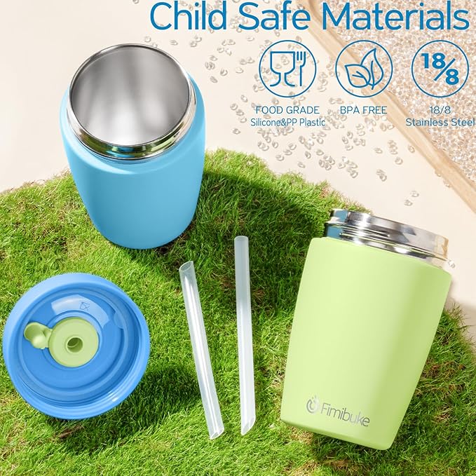 Fimibuke Kids & Toddler Cups Spill Proof, 12 OZ Capybara Insulated Sippy Cups for Toddlers Boys Girls, Toddler Straw Tumbler, Stainless Steel Kids Water Bottle with Twist Lids & Silicone Straw, 2 Pack