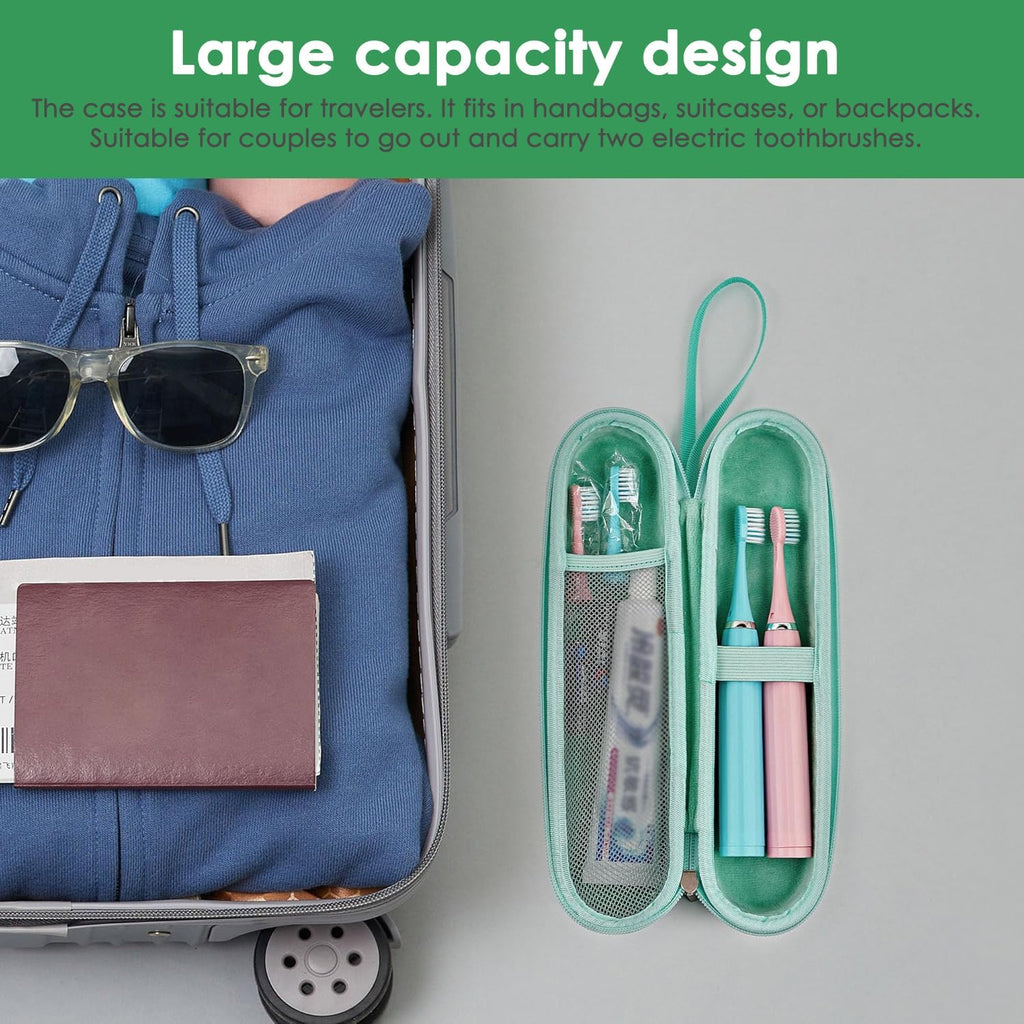 Electric Toothbrush Case, Carrier Bag for Travelling, Portable Toothbrush Carrying Case Holder Compatible with AquaSonic, Sumkyle, Oral-B iO Series, Philips Sonicare. (Green)