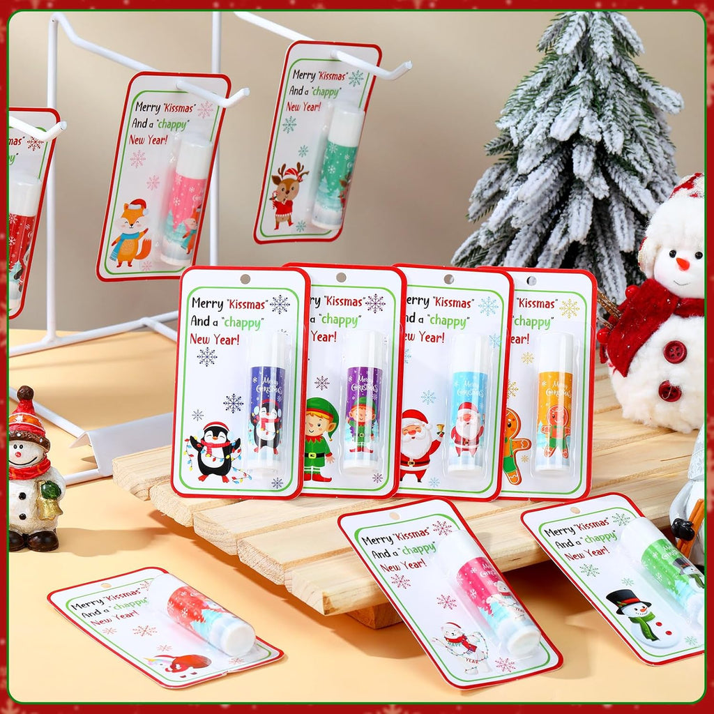 10 Pack Christmas Lip Balms Bulk Christmas Party Gifts Favors Stocking Stuffers Holiday Lip Balms Employee Staff Team Appreciation Gifts Thank You for Teacher Coworkers (Cute)
