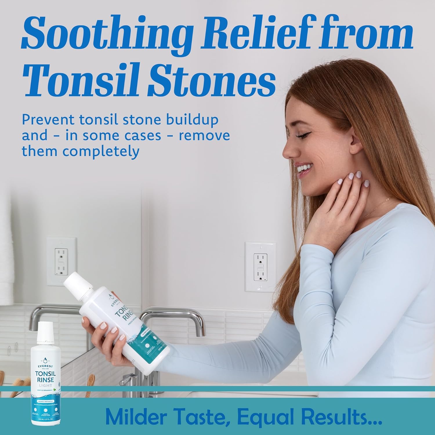 Everest Mouth Wash & Tonsil Stone Remover – Natural Mouthwash or Oral Rinse Liquid to Help Soothe Tonsils, Fight Bad Breath, & Relieve Dry Mouth – Paraben & Alcohol Free Mouthwash, Spearmint
