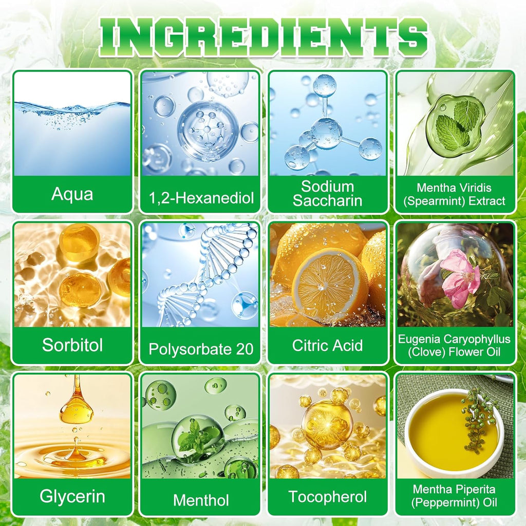 2PCS Spearmint Oil Pulling Rinse, Cold-Pressed Coconut Mouthwash for Teeth Whitening,Natural Peppermint Pulling Oil to Help Maintain Gum Health and Freshen Breath (2)