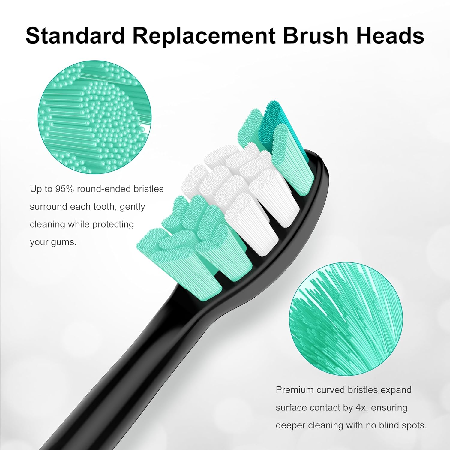 Replacement Toothbrush Heads Compatible with Philips Sonicare and More Click-on Handles 10 Pack Black