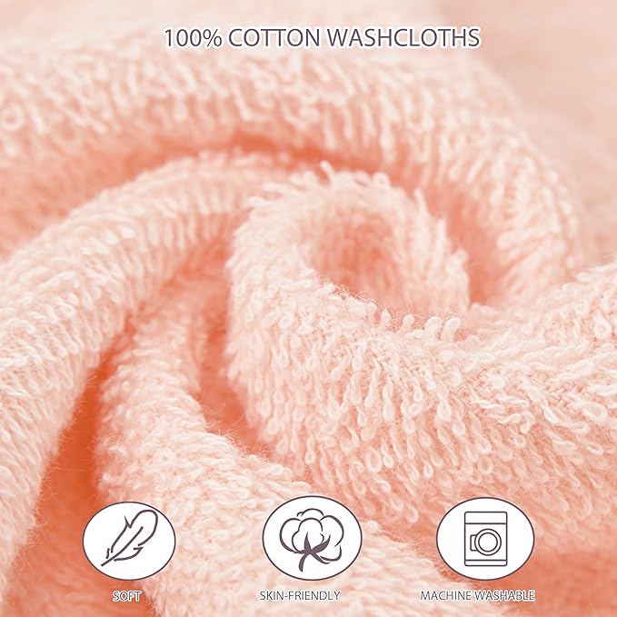 6 Pack Baby Washcloths 100% Cotton Terry Soft and Absorbent Wash Cloths for Face Hand Body Burp Rag Wipes Essentials for Newborns Infants Toddlers Boys Girls