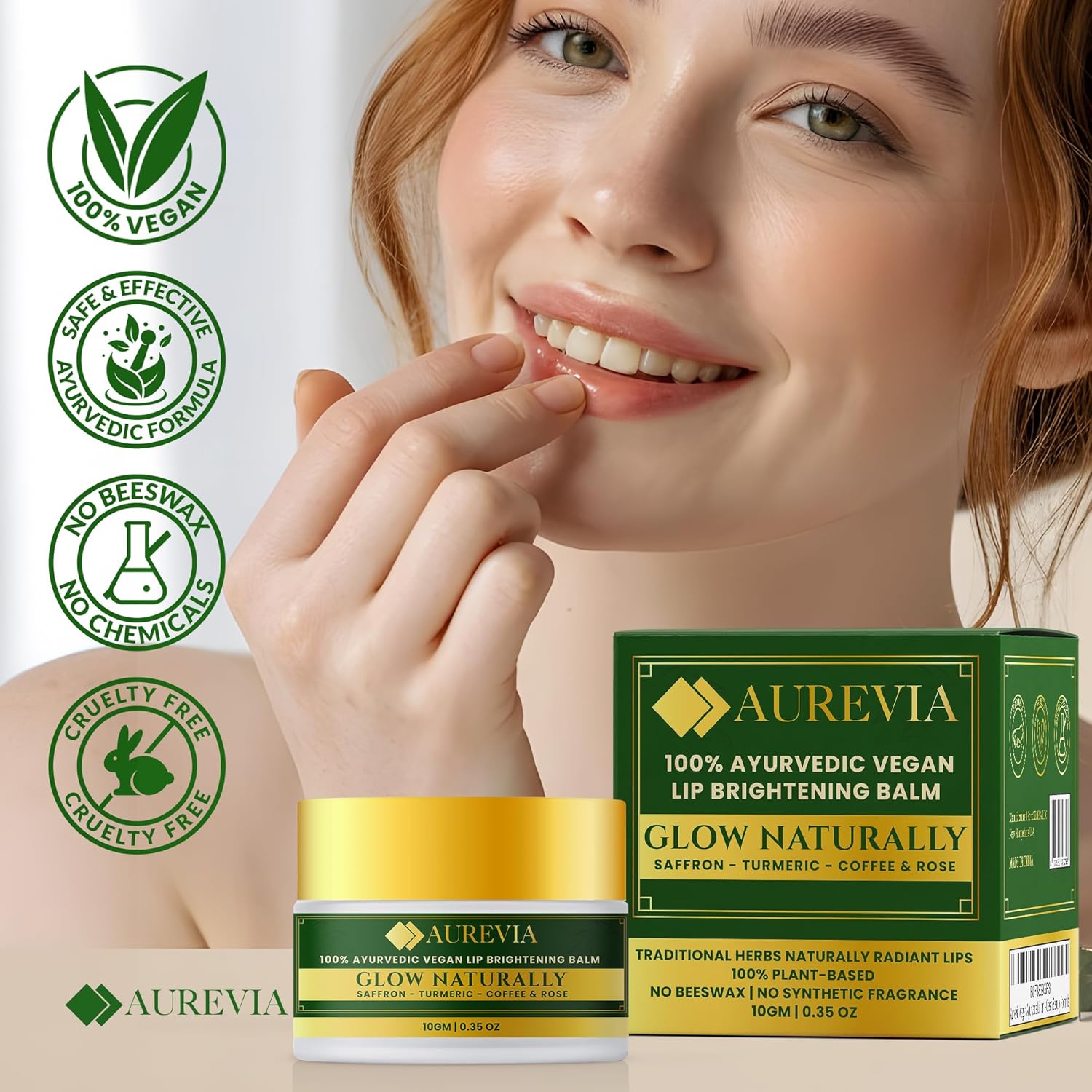 Vegan Lip Brightening Balm – Ayurvedic Lip Care for Dark & Smoker Lips | Deeply Hydrating, Moisturizing & Nourishing with Rich Antioxidants – Clean Beauty Plant-Based Formula