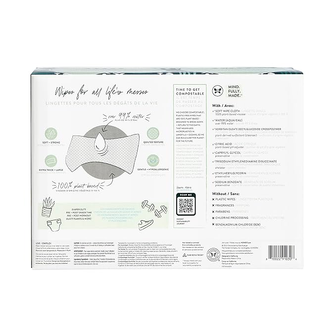 The Honest Company Clean Conscious Multi-Use Wipes Hypoallergenic Unscented for Sensitive Skin Over 99% Water Compostable Plant Based Baby Balance Blues 576 Count