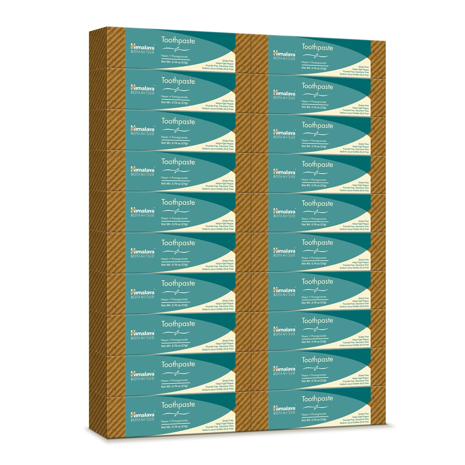 Himalaya Botanique Neem & Pomegranate Travel Toothpaste, Mint Flavor - Travel Size Fluoride Free Toothpaste Fights Plaque & for Fresh Breath - Vegan, Gluten Free, No SLS, 0.74 oz (Pack of 20)