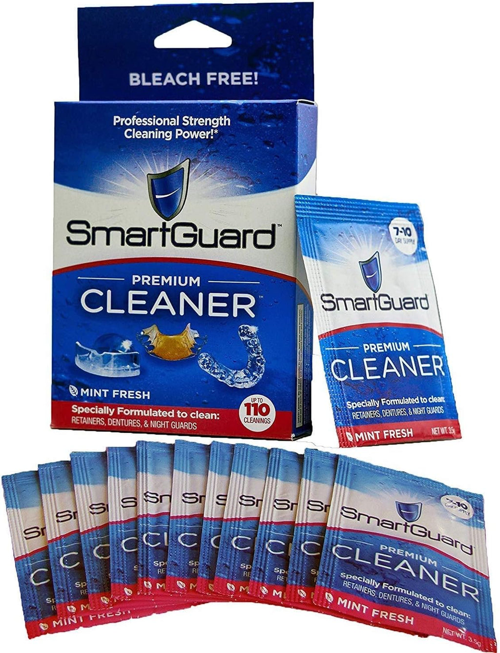 SmartGuard Premium Cleaner Crystals –(110 Cleanings)- Removes Stain, Plaque & Bad Odor from Dentures, Clear Braces, Mouth Guard, Night Guard & Retainers.