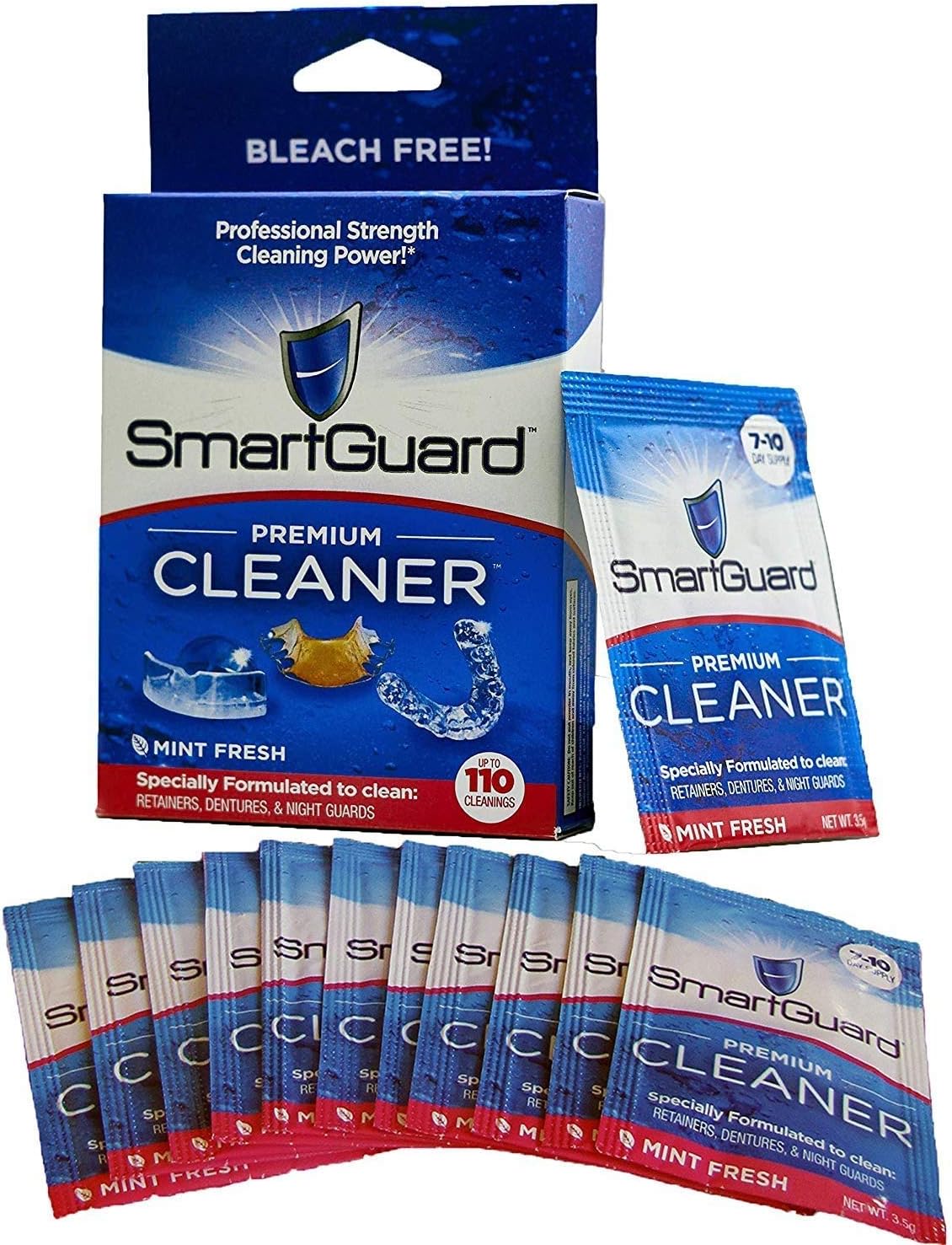 SmartGuard Premium Cleaner Crystals –(110 Cleanings)- Removes Stain, Plaque & Bad Odor from Dentures, Clear Braces, Mouth Guard, Night Guard & Retainers.
