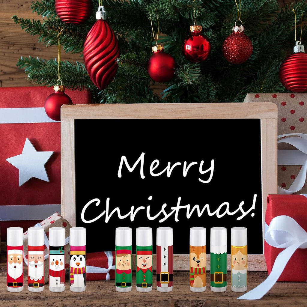 Dunzy 50 Pcs Lip Balm in Bulk Gift Set Moisturizing Lip Moisturizer Christmas Party Baby Shower Favors Christmas Party Gifts with Assorted Fruit Flavors for Women Men Dry Chapped Lips Gifts
