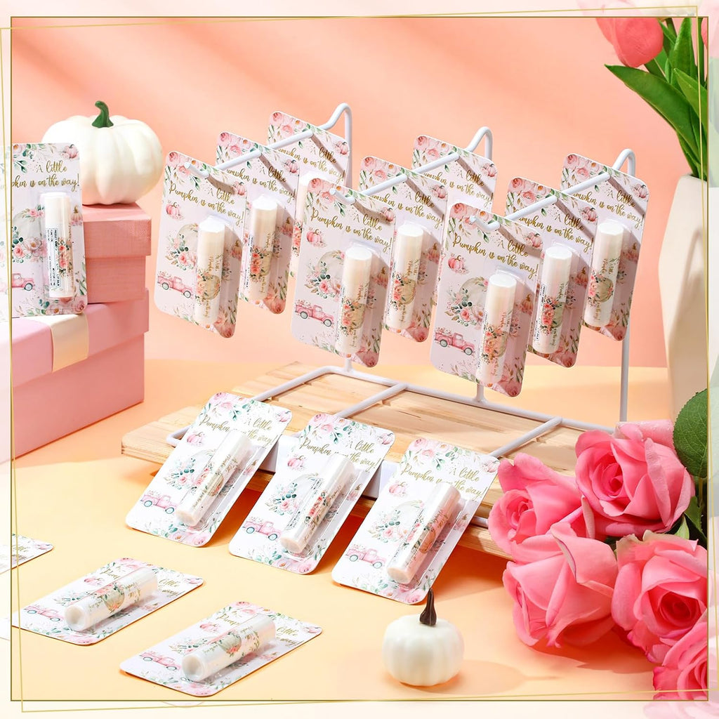 30 Pack Fall Little Pumpkin Baby Shower Games Prizes Gifts Bulk Pumpkin Pie Scented Lip Balms Favors for Boys Girls Pink Gender Reveal Decoration Halloween Autumn Thanksgiving Baby Shower Bags Stuffer