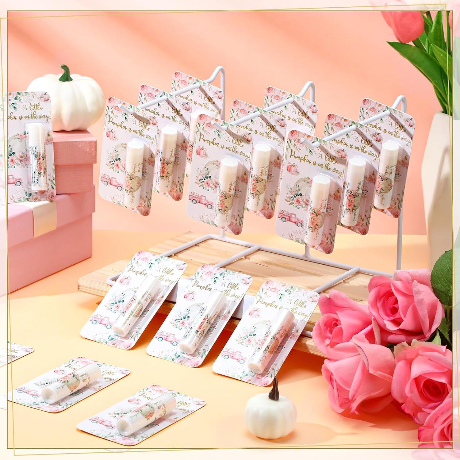 30 Pack Fall Little Pumpkin Baby Shower Games Prizes Gifts Bulk Pumpkin Pie Scented Lip Balms Favors for Boys Girls Pink Gender Reveal Decoration Halloween Autumn Thanksgiving Baby Shower Bags Stuffer