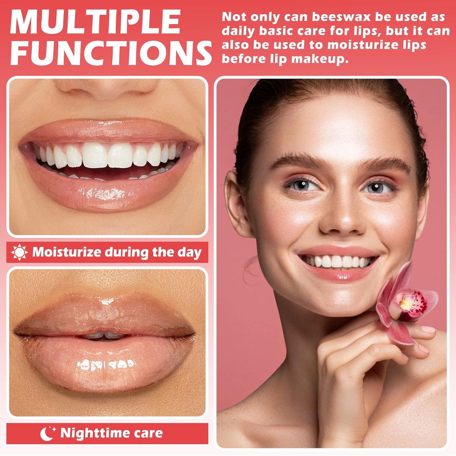 3PCS Bee Lip Balm Honey Pot Honey Strawberry Watermelon Sleeping Lip Mask Silky Hydrating Bee Lip Balm Honey Lip Mask Overnight LipCare Products(Honey+Strawberry+Watermelon)