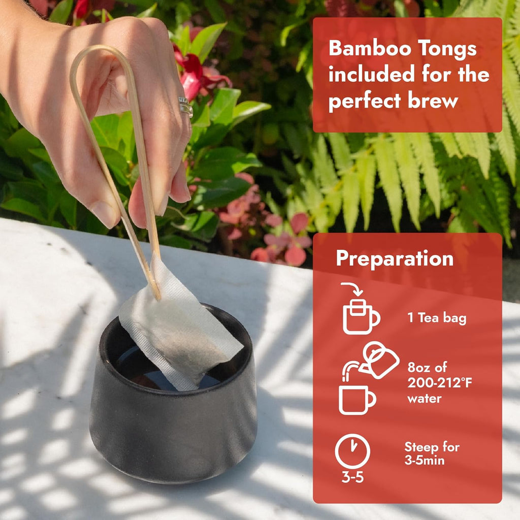 Vital Bloom Pure Cinnamon Tea, warm, spicy flavor, 100% Natural, Caffein Free, Hot or Cold Brew Herbal Tea, Bleach Free Tea Bags, Non GMO (Free Bamboo Tongs included)