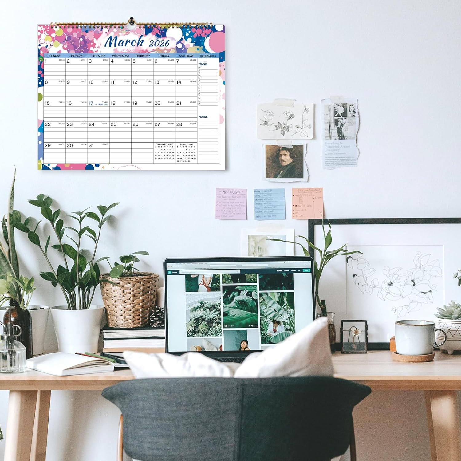 2026 Calendar, Wall Calendar 2026-2027, 18 Month Calendar January 2026 - June 2027, 14.8" X 11.5", Calendar with Twin-Wire Binding, Hanging Hook and Julian Dates (Multi Colorful)