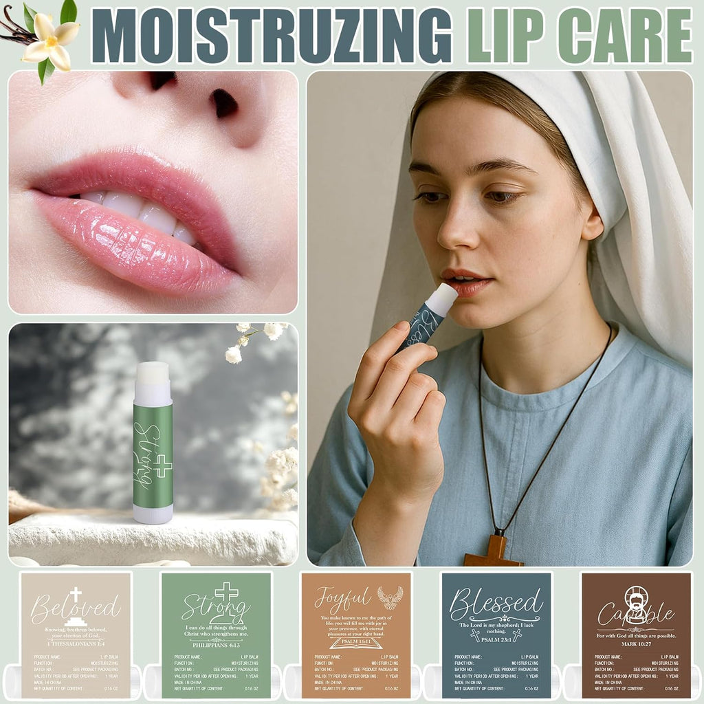 50 Pack Christmas Christian Religious Gifts Bulk Lip Balms for Women Men Church Party Favors Bible Verse Lip Balm with Scripture Gifts for Staff Coworkers Employee Christmas Stocking Stuffers